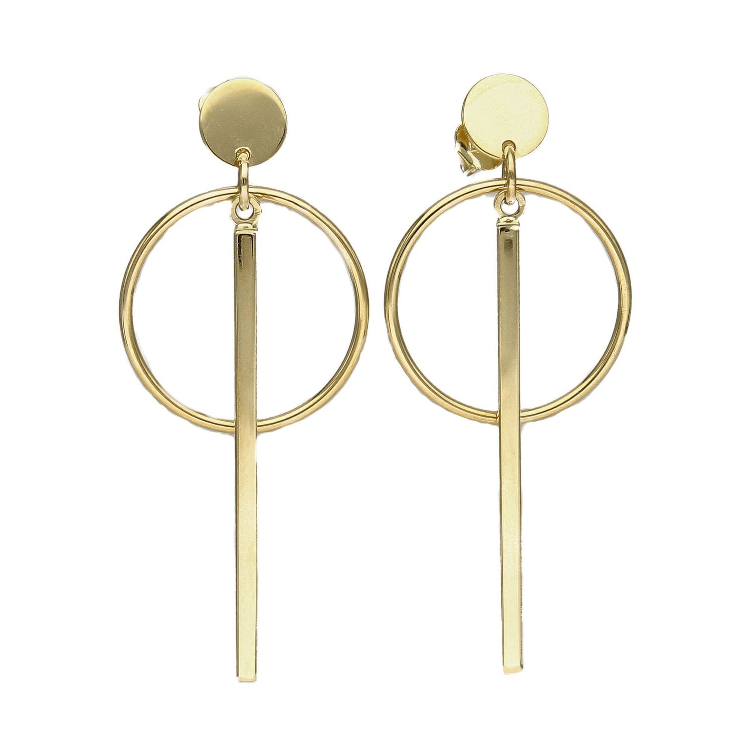 Złote kolczyki kółko z patyczkiem KL 9824.jpg